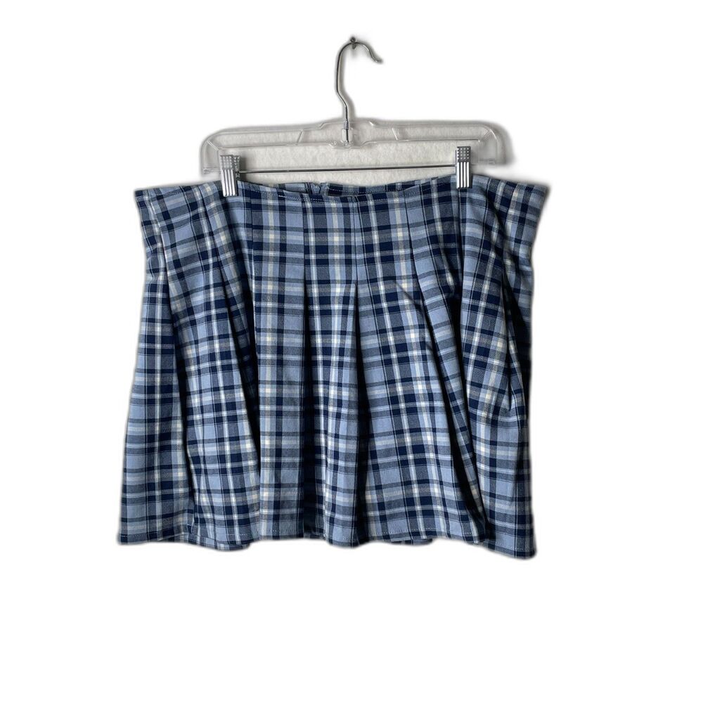 LoveSick blue plaid pleated mini skirt size 1 or 14 preppy style Y2K - Picture 2 of 9
